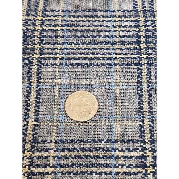Vintage Navy Plaid Polyester Fabric 23x60 Inches Sewing Material - Picture 5 of 8